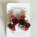 Red And White Floral Bouquet Earrings