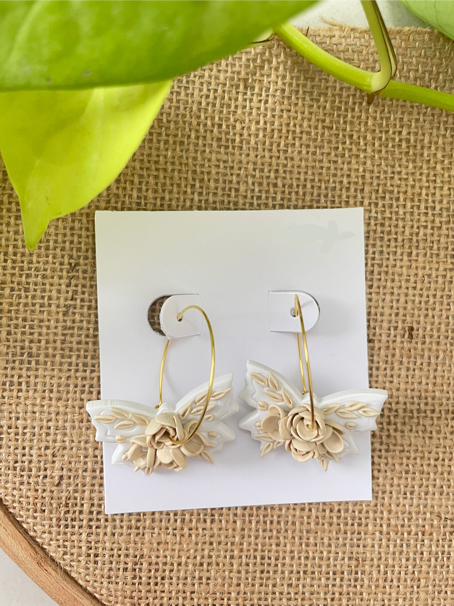 Ivory Butterfly Hoops