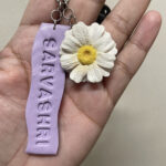 Layered Flower With Name Tag Keychain