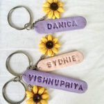 Sunflower With Name Tag Keychain