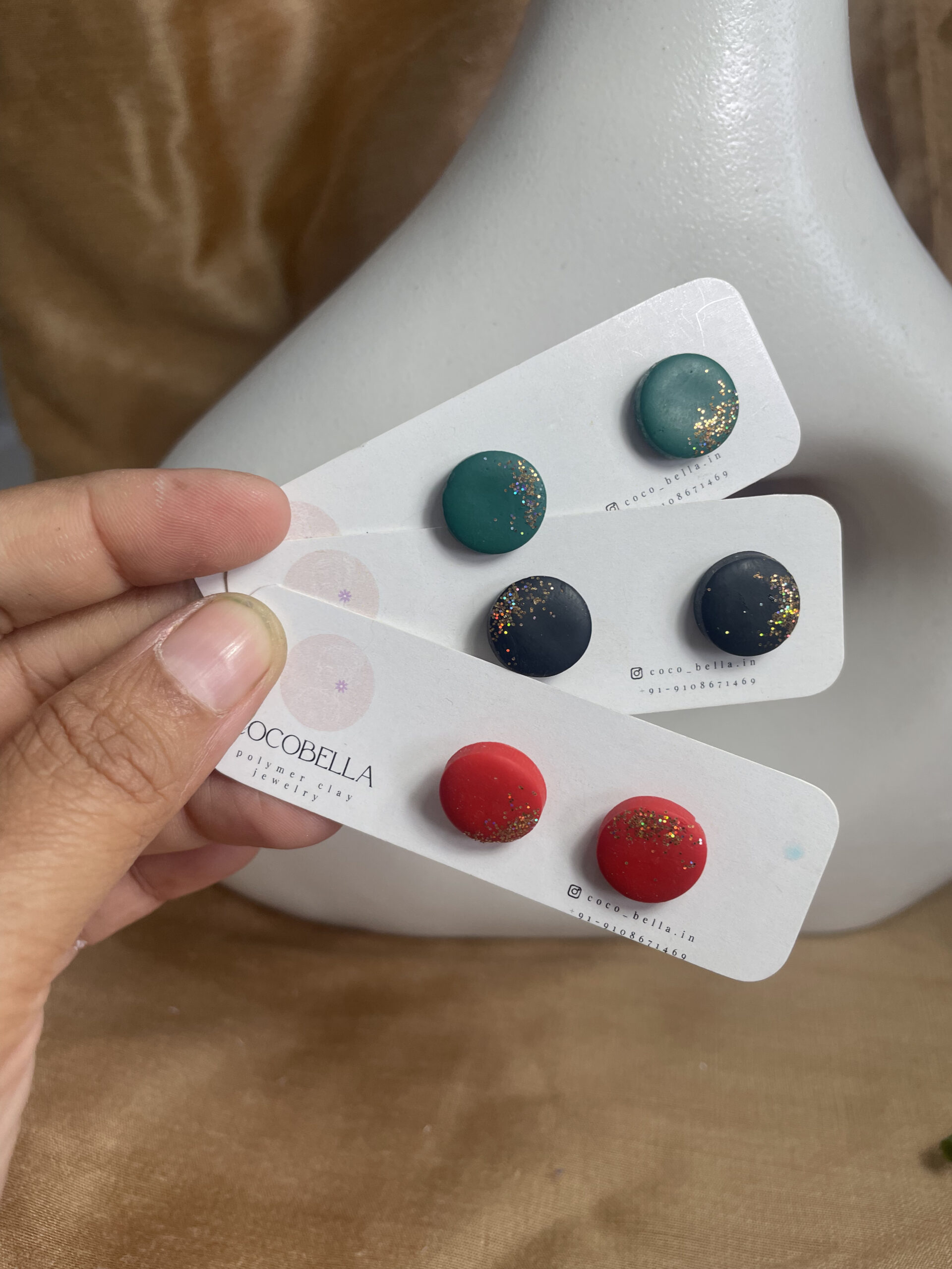 Glittery Button Studs