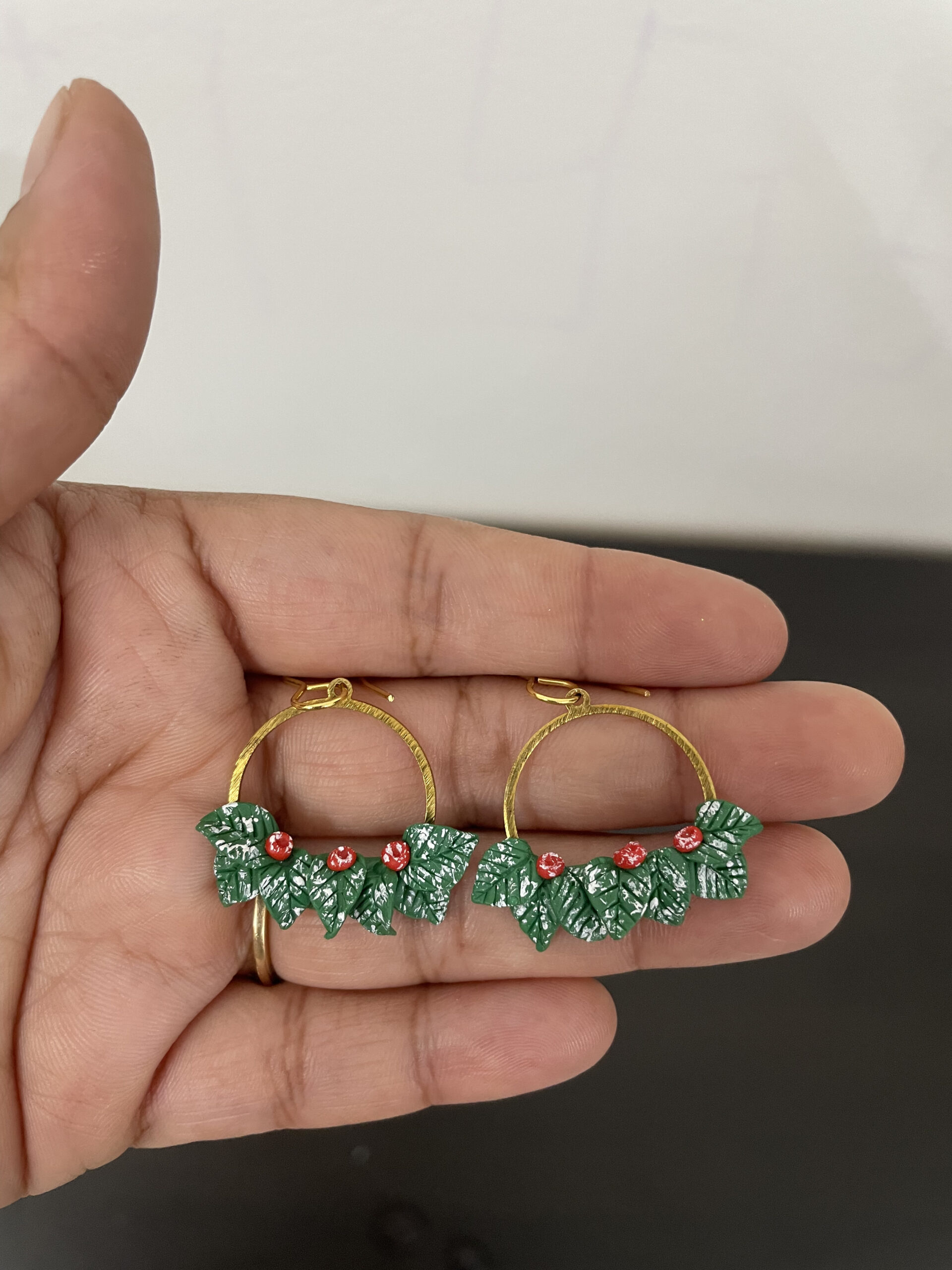 Christmas Half Wreath Earrings