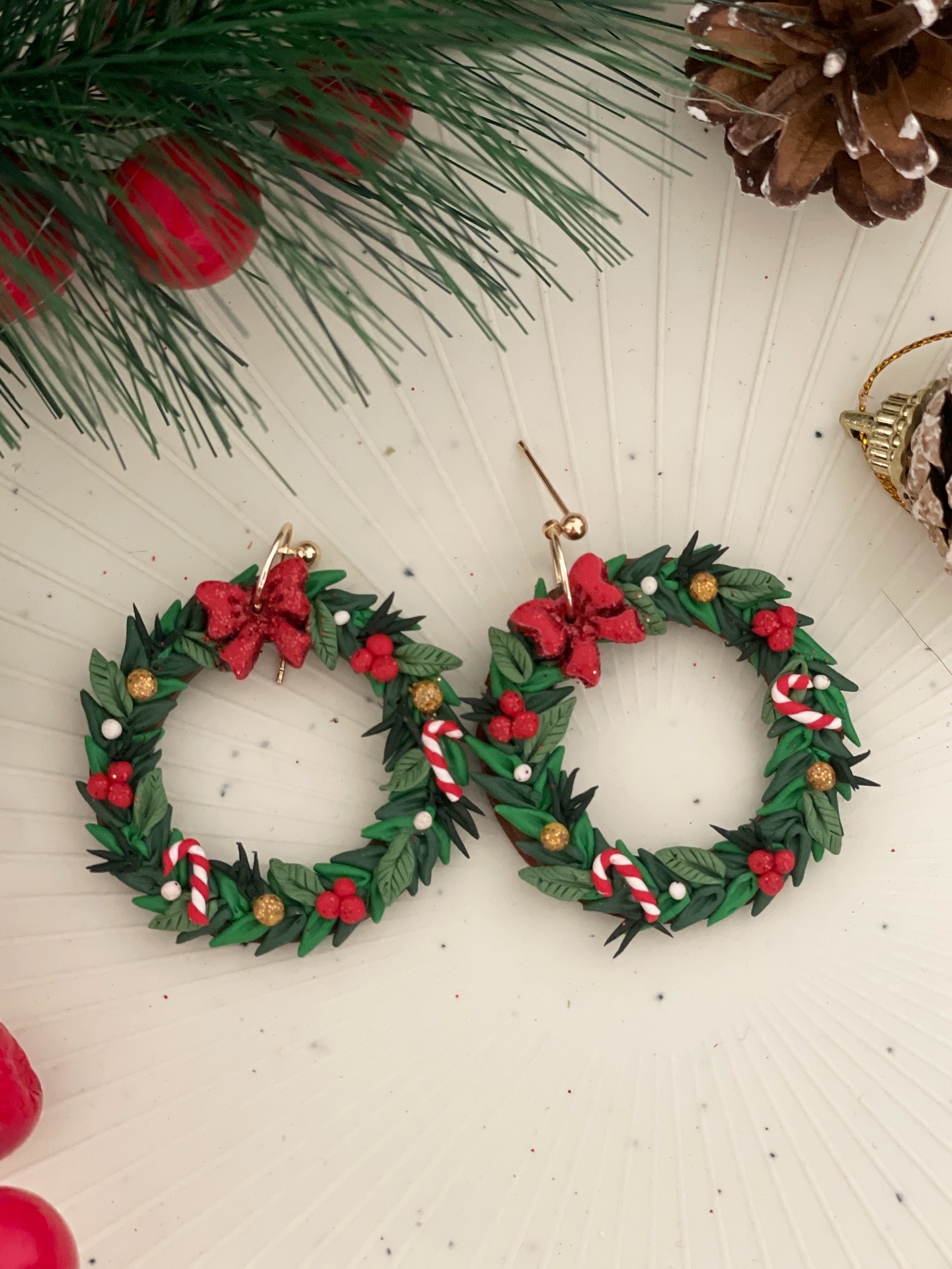 Christmas Wreath Premium Earrings